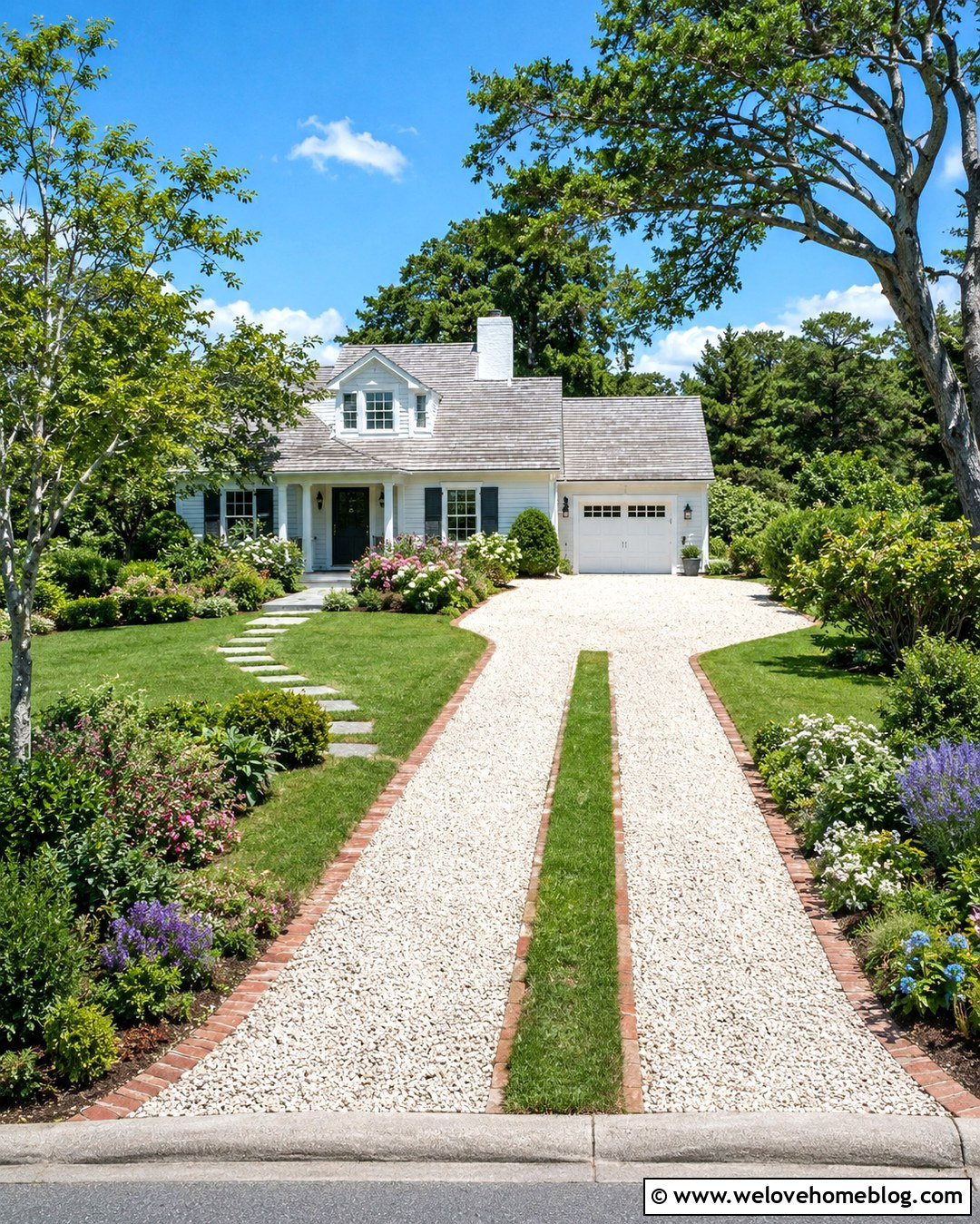 Oyster Shell Driveway With Grass Center Strip - 20 Oyster Shell Driveway Ideas