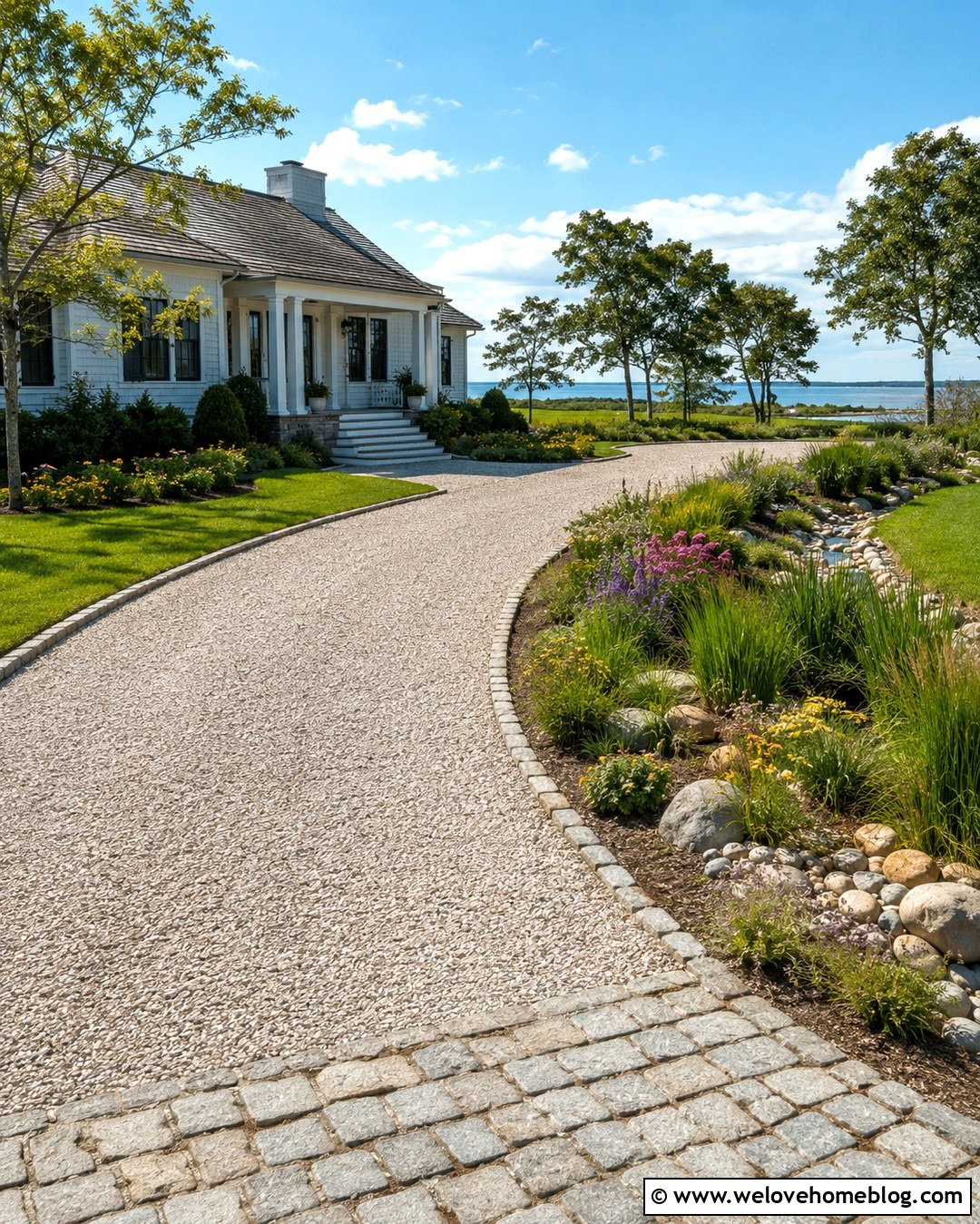 Oyster Shell Driveway With Rain Garden - 20 Oyster Shell Driveway Ideas