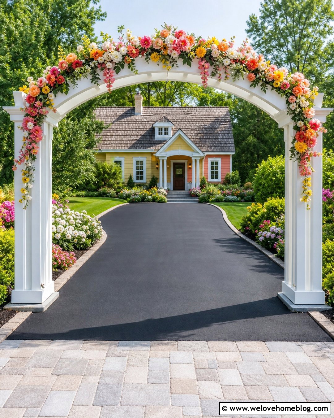 PVC Driveway Arch With Flower Garland - 20 pvc driveway arch ideas