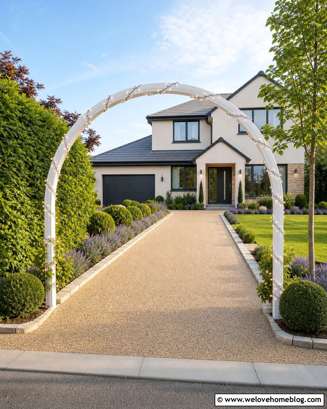 PVC Driveway Arch With Solar String Lights - 20 pvc driveway arch ideas