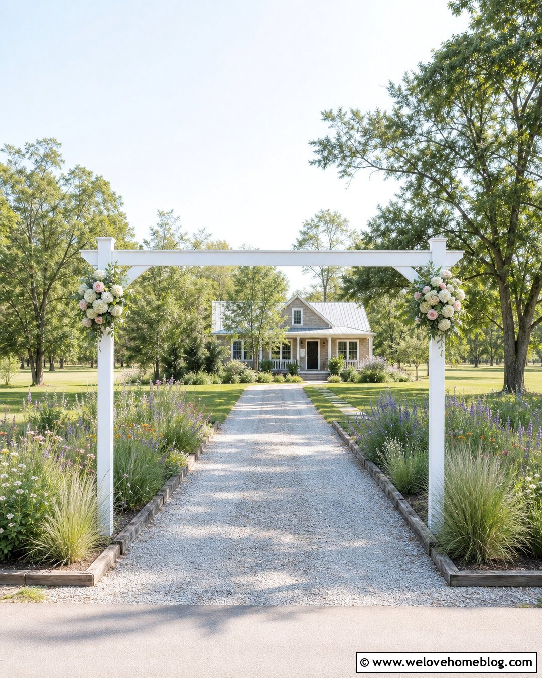 PVC Driveway Arch With Wildflower Borders - 20 pvc driveway arch ideas
