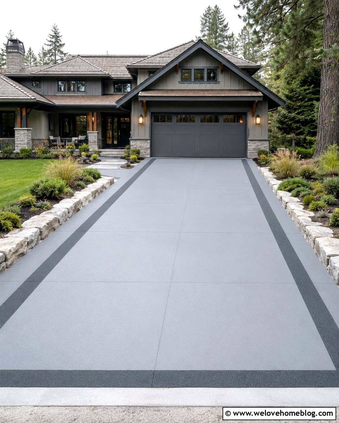 Painted Concrete Driveway With Side Bands - 20 driveway paint concrete ideas