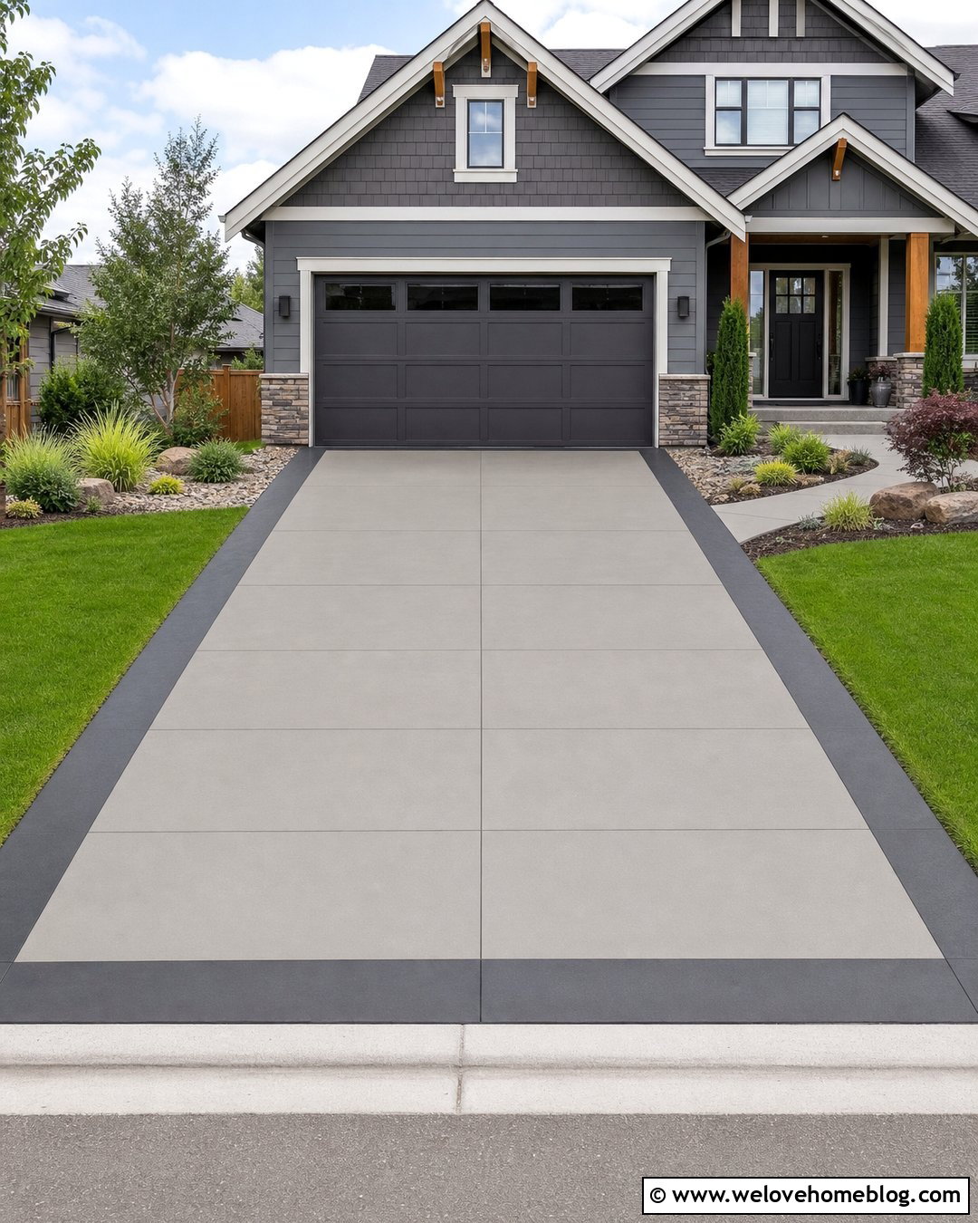 Painted Driveway Border With Neutral Center - 30 driveway paint ideas