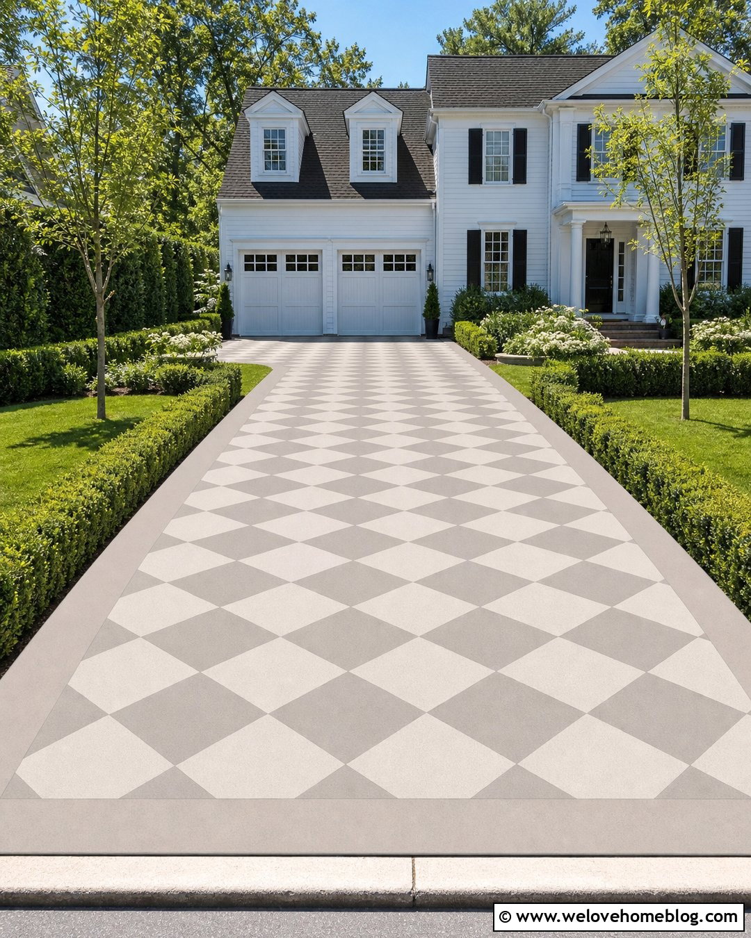 Painted Driveway With Checkerboard Pattern - 25 paint driveway ideas