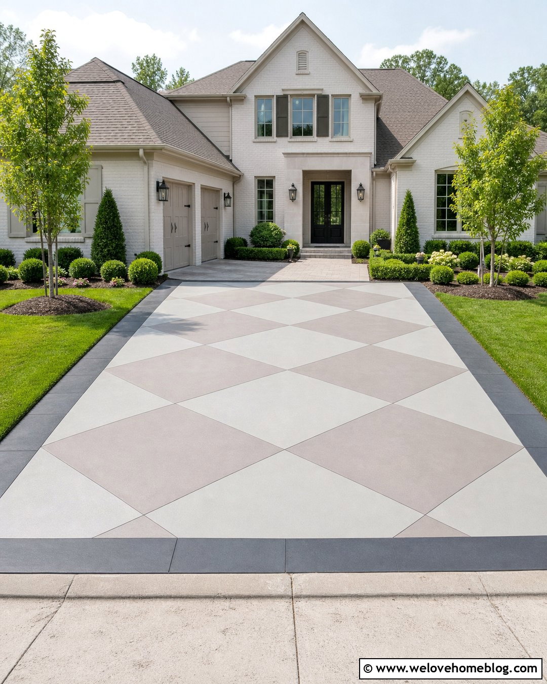 Painted Driveway With Diamond Pattern - 25 paint driveway ideas