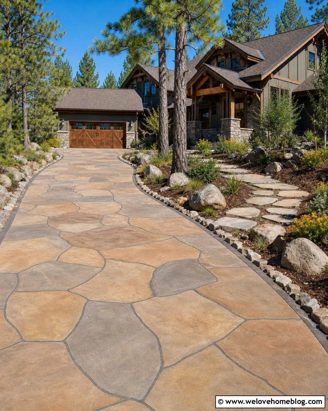 Painted Driveway With Faux Stone Pattern - 25 paint driveway ideas