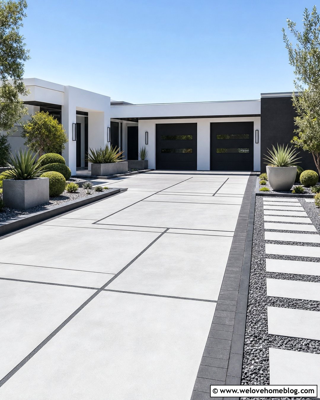 Painted Driveway With Geometric Lines - 25 paint driveway ideas
