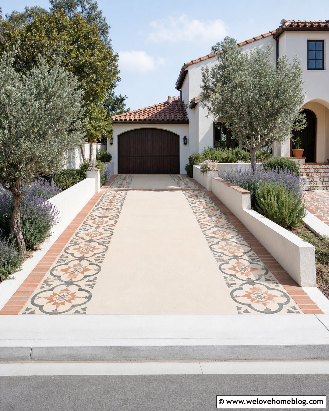 Painted Driveway With Stenciled Tile Pattern - 25 paint driveway ideas
