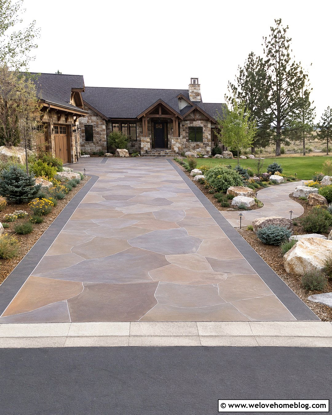 Painted Flagstone Concrete Driveway - 20 driveway paint concrete ideas