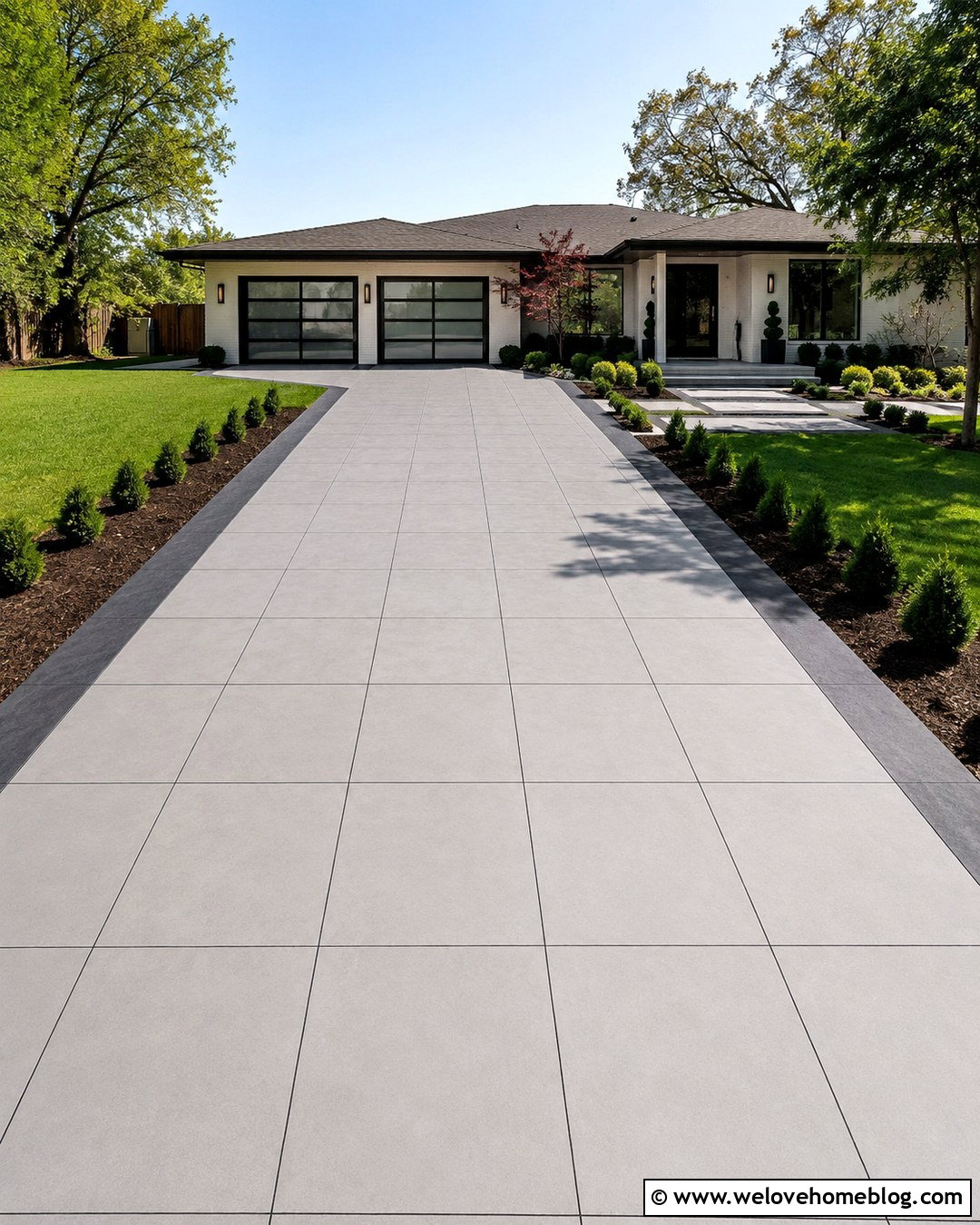 Painted Tile Pattern Concrete Driveway - 20 driveway paint concrete ideas