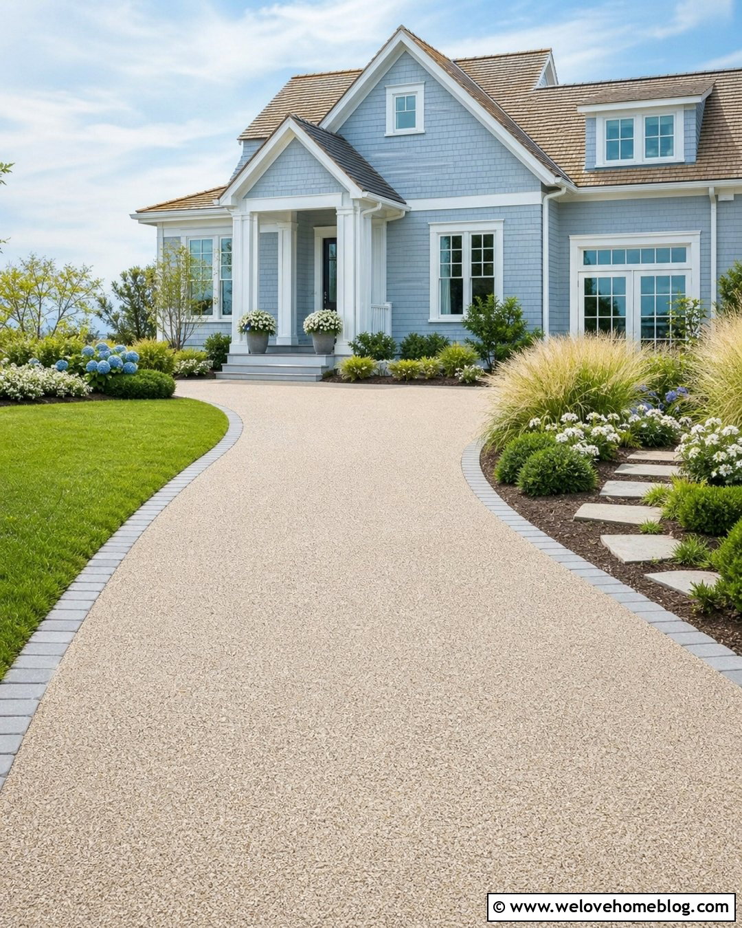 Pale Resin Driveway For A Coastal House - 20 Resin Drives Driveways Ideas