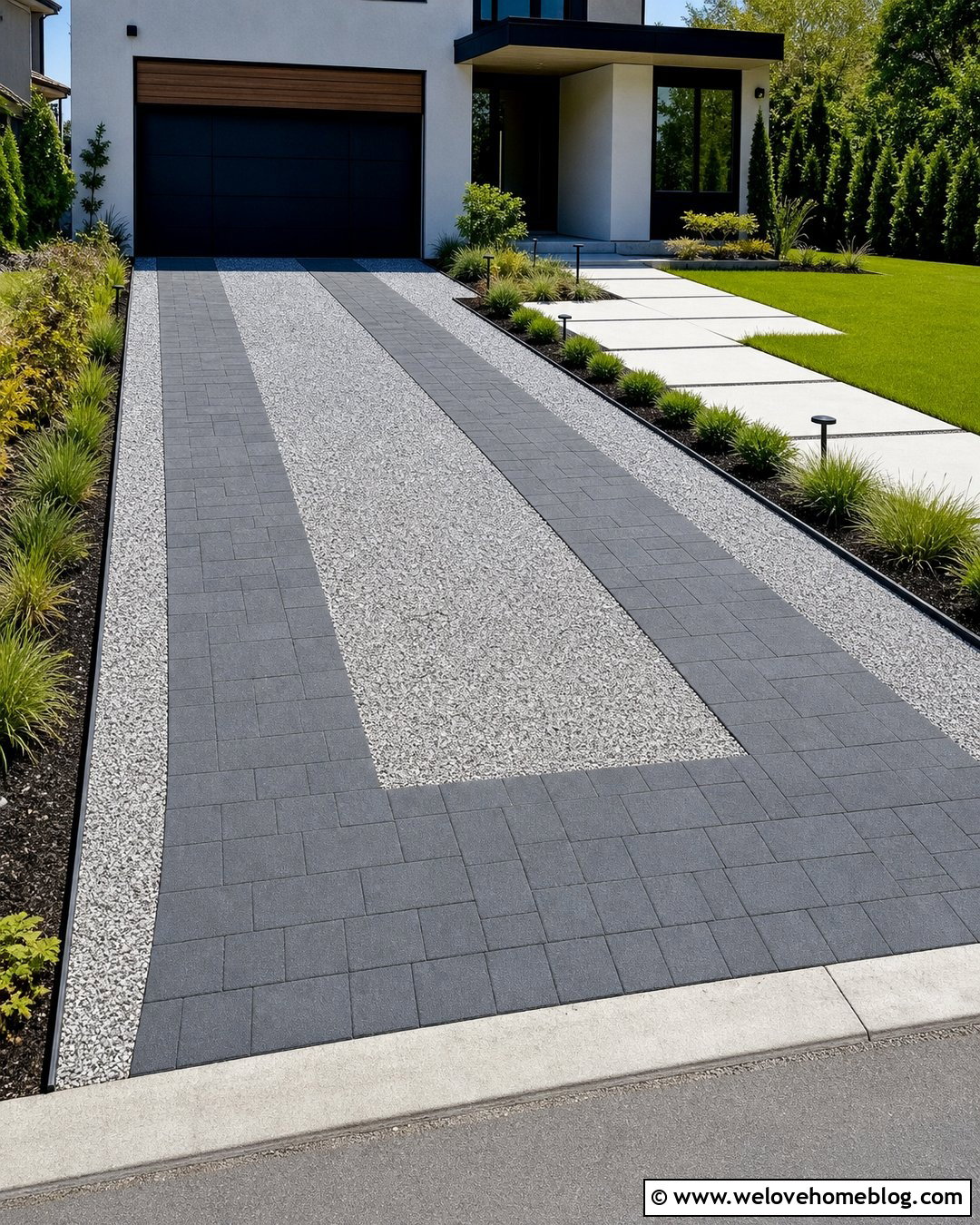 Partial Paver Driveway With Crushed Stone Center - 20 Driveway Alternatives Cheap Ideas