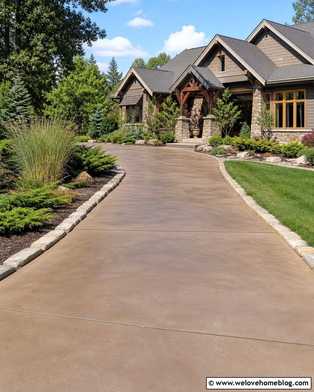 Patching A Spalled Concrete Driveway With Stone Edging - 20 Repairing Concrete Driveway Ideas