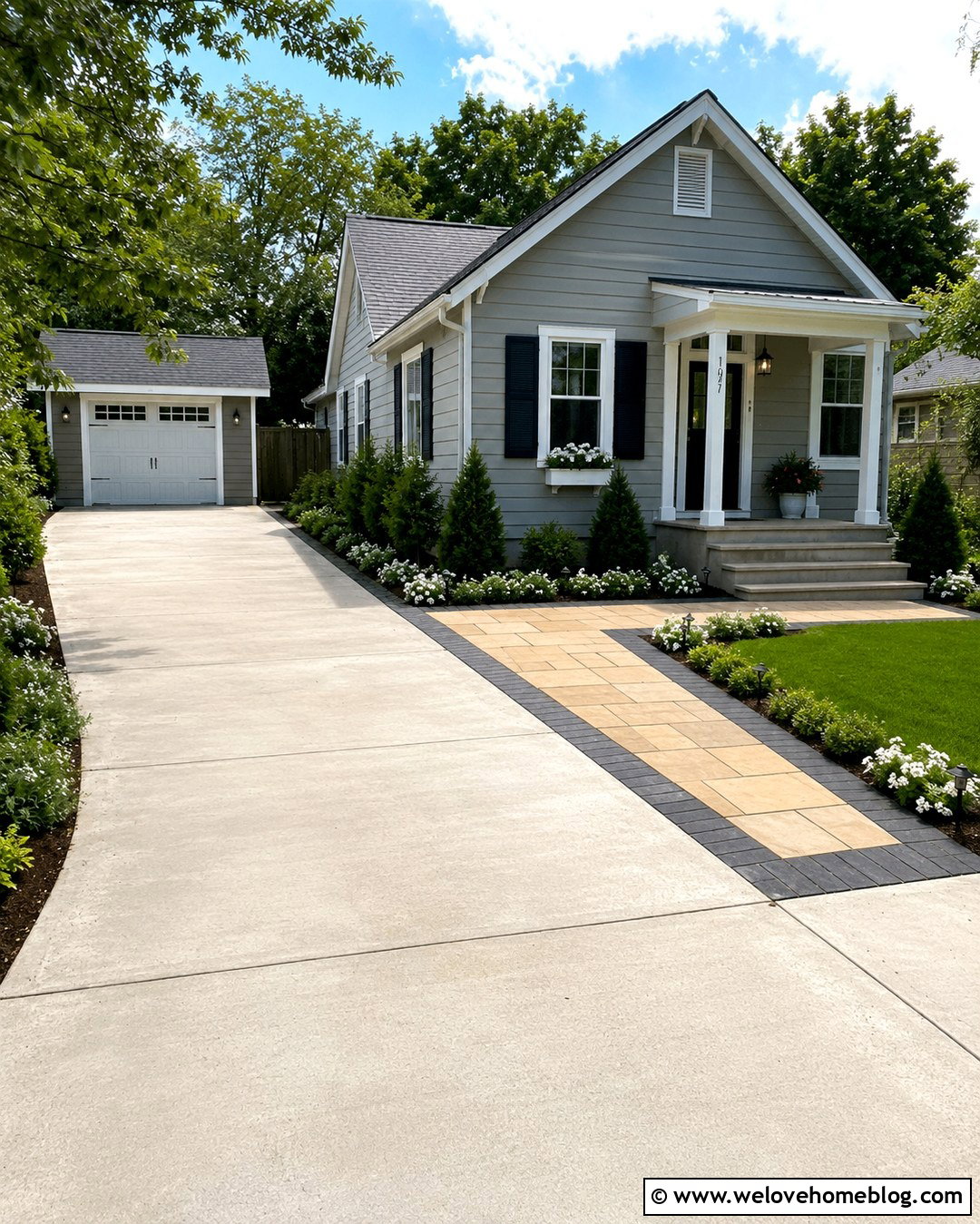 Path Through a Small Front Yard - 20 Path From Driveway To Front Door Ideas