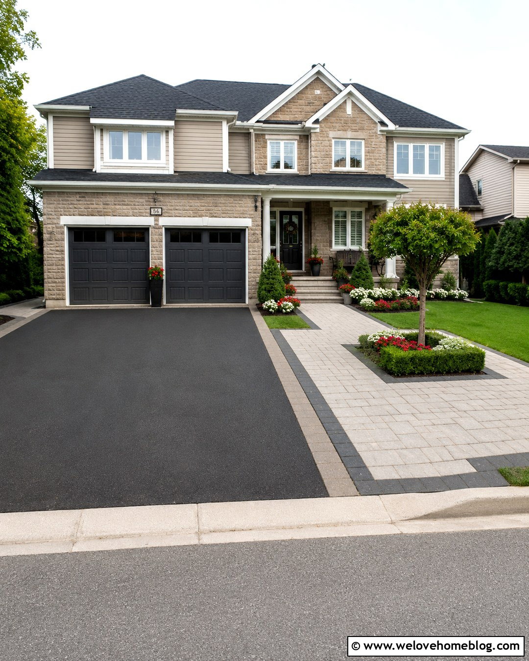 Path With a Wide Driveway Landing - 20 Path From Driveway To Front Door Ideas