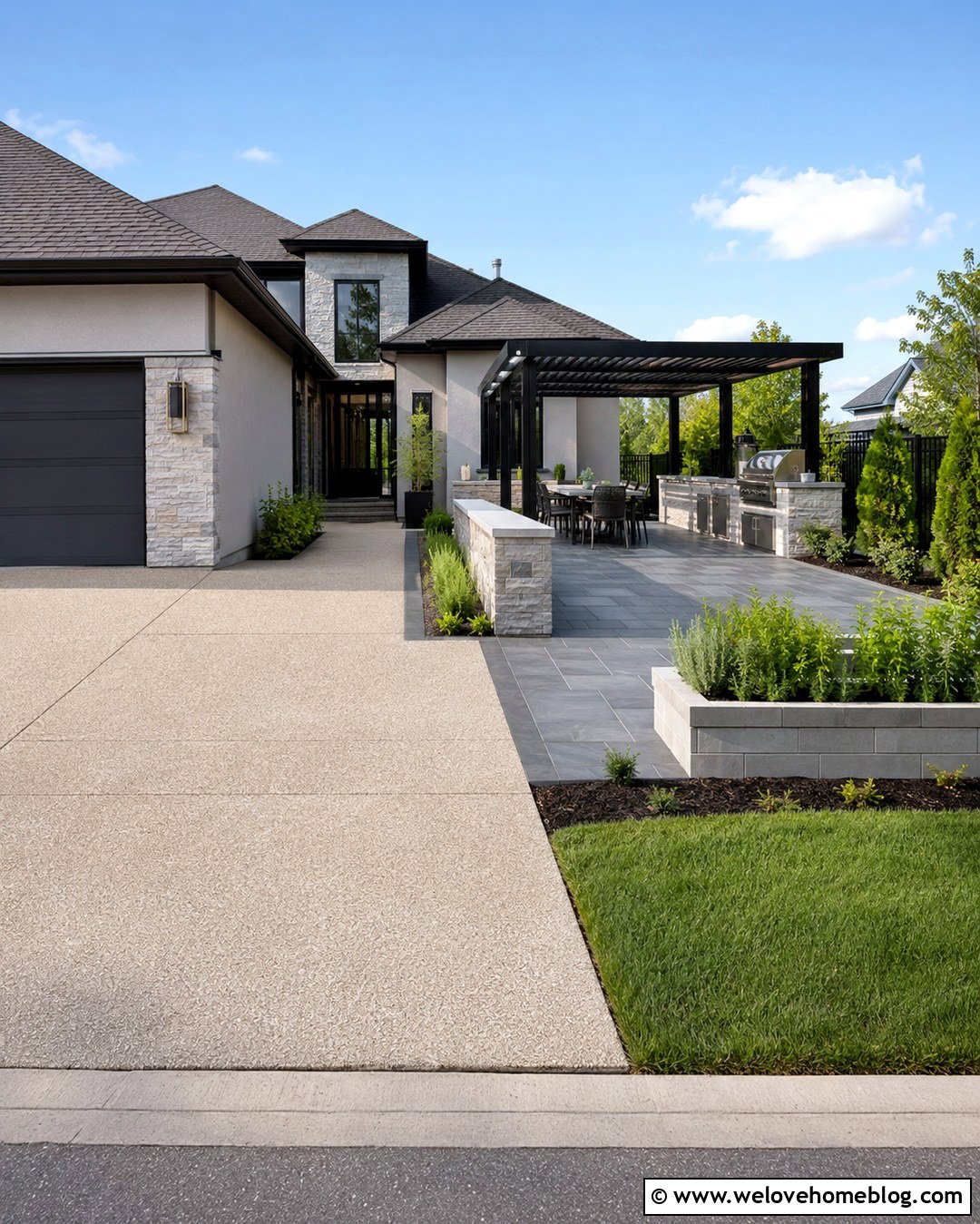 Patio Next To Driveway With Outdoor Kitchen - 20 Patio Next To Driveway Ideas