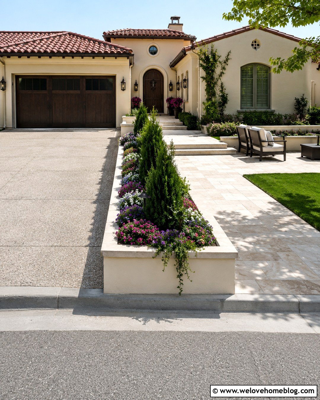 Patio Next To Driveway With Planter Wall - 20 Patio Next To Driveway Ideas