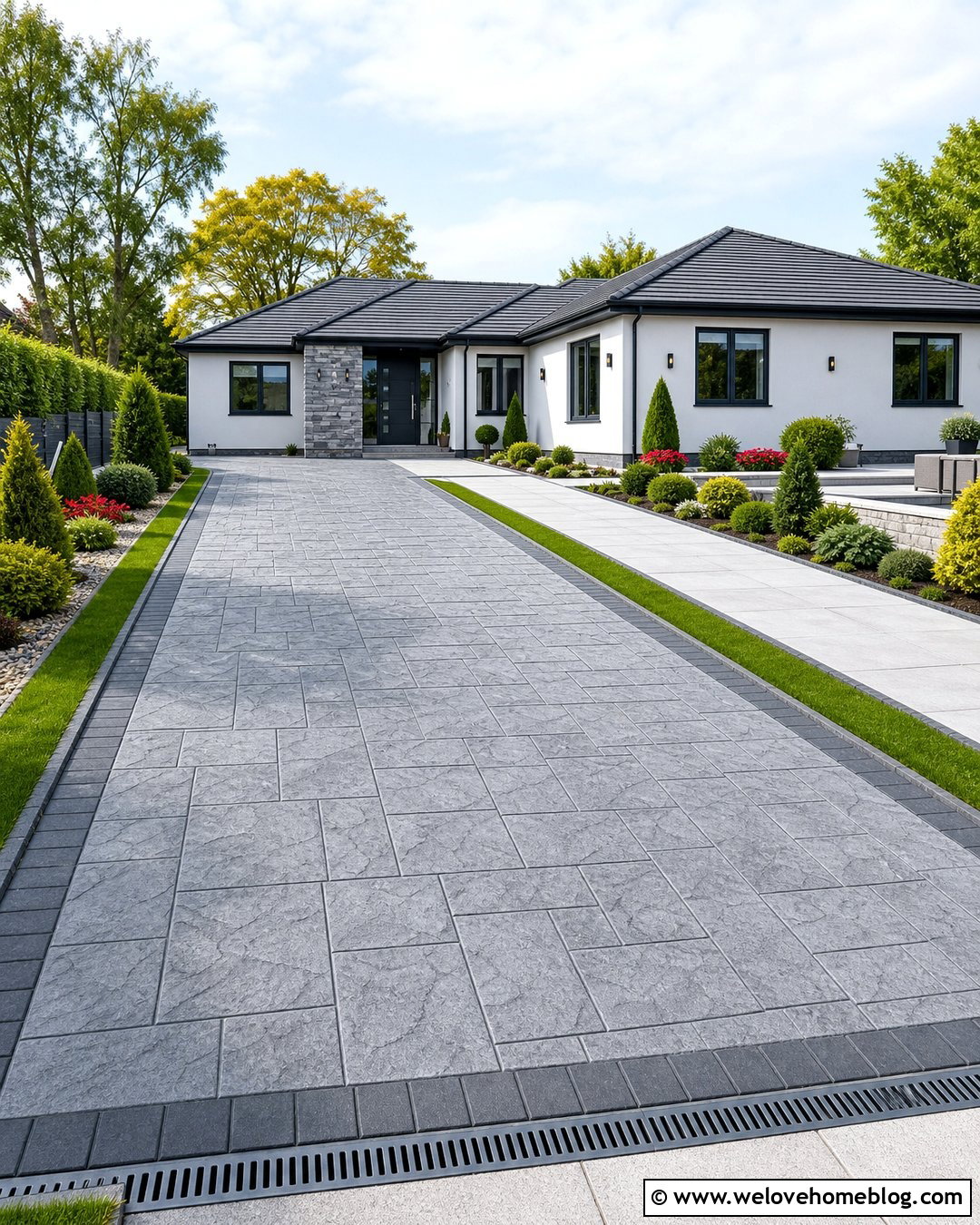 Patterned Concrete Driveway And Paved Patio - 20 Driveways And Patios In Didsbury Ideas