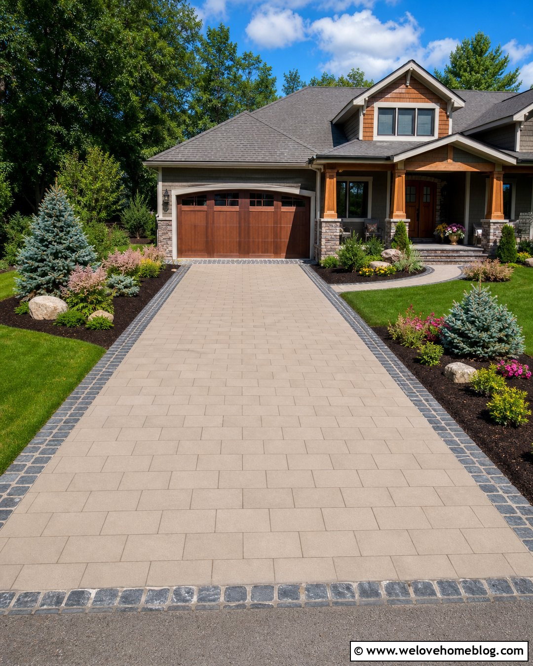 Paved Driveway With Cobblestone Border - 35 paved driveway ideas