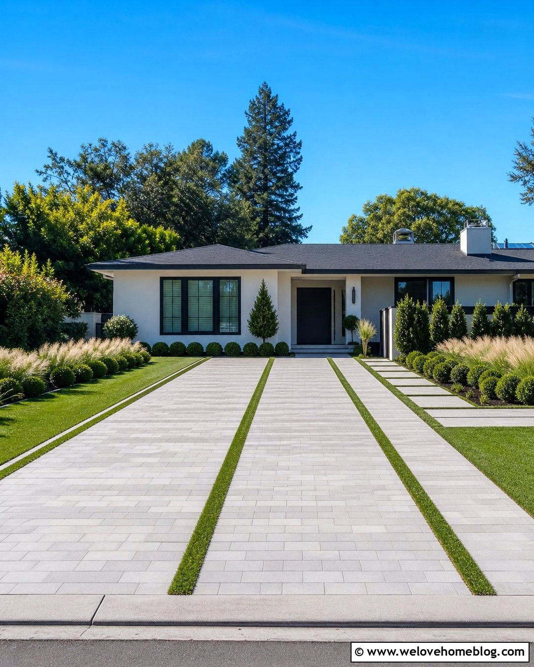 Paved Driveway With Grass Strips - 35 paved driveway ideas