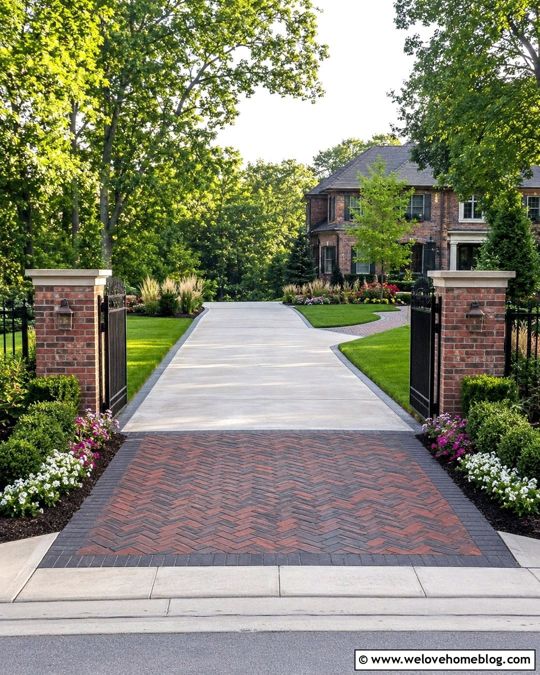 Paver Apron Driveway Entrance - 20 Ornate Driveway Entrance Ideas