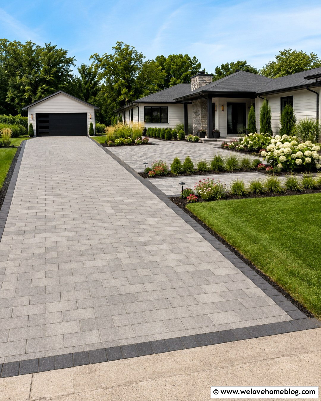 Paver Backyard Driveway With Patio Connection - 20 Backyard With Driveway Ideas