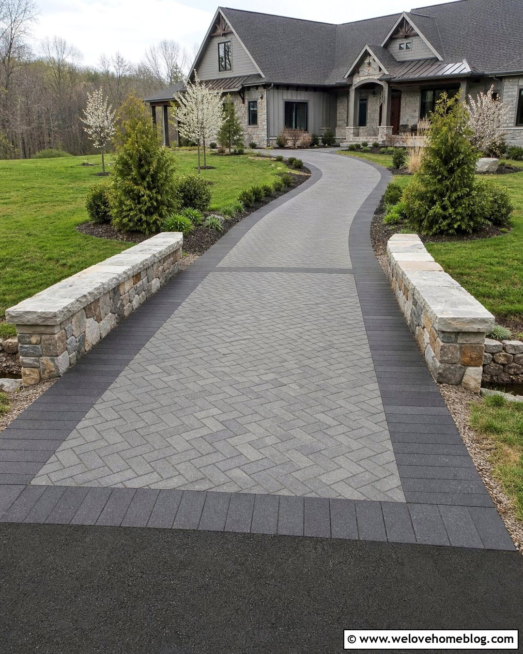 Paver Driveway Bridge With Stone Wing Walls - 20 Driveway Bridge Over Ditch Ideas