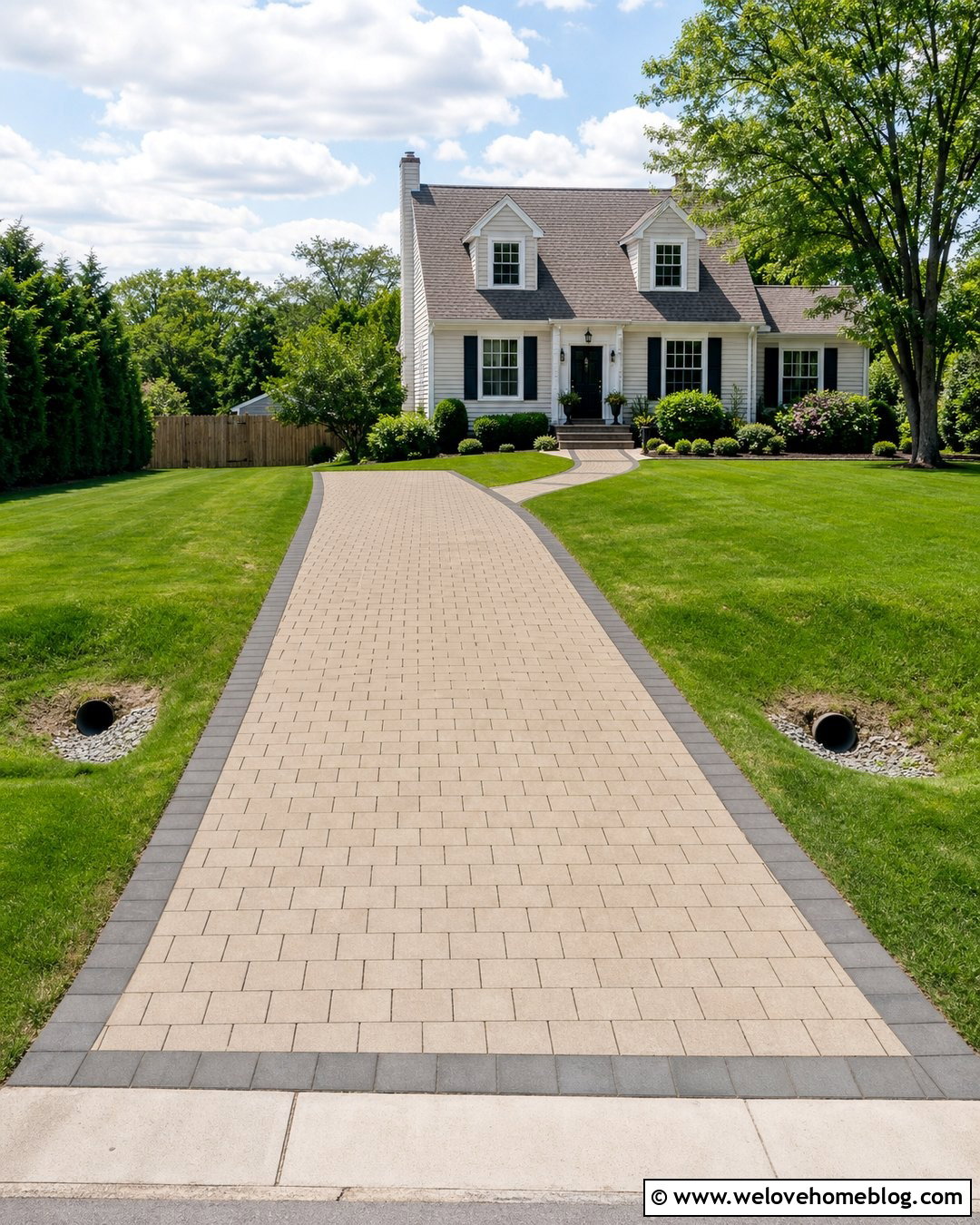 Paver Driveway Culvert With Grassy Swale - 20 Driveways Culvert Drainage Ditch Ideas