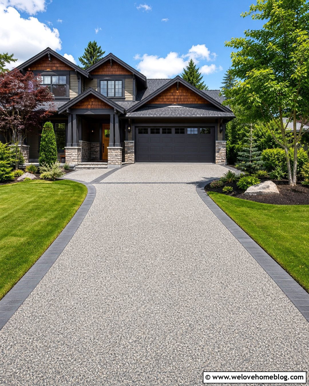 Paver Driveway Curbing With Exposed Aggregate - 20 driveway curbing ideas