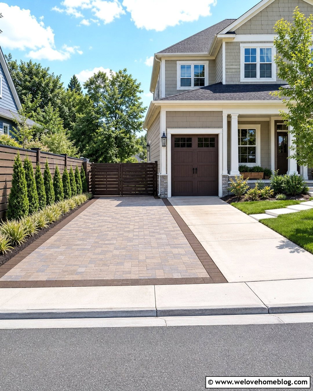 Paver Driveway Extension Beside Garage - 30 Driveway Pavers Extension Ideas