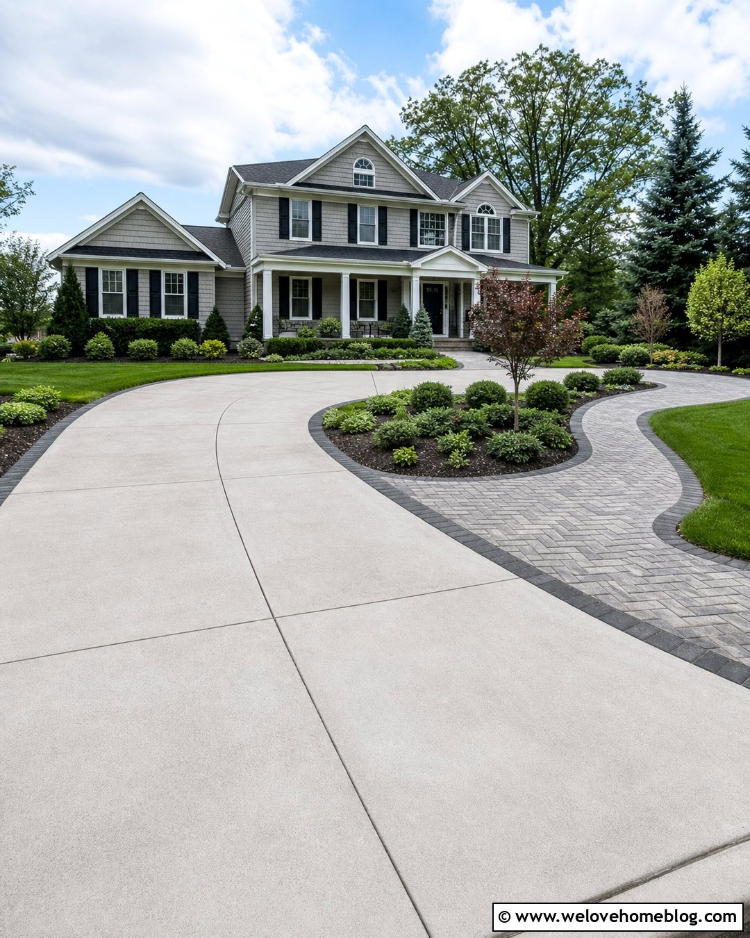 Paver Driveway Extension With Landscape Island - 25 Paver Driveway Extension Ideas
