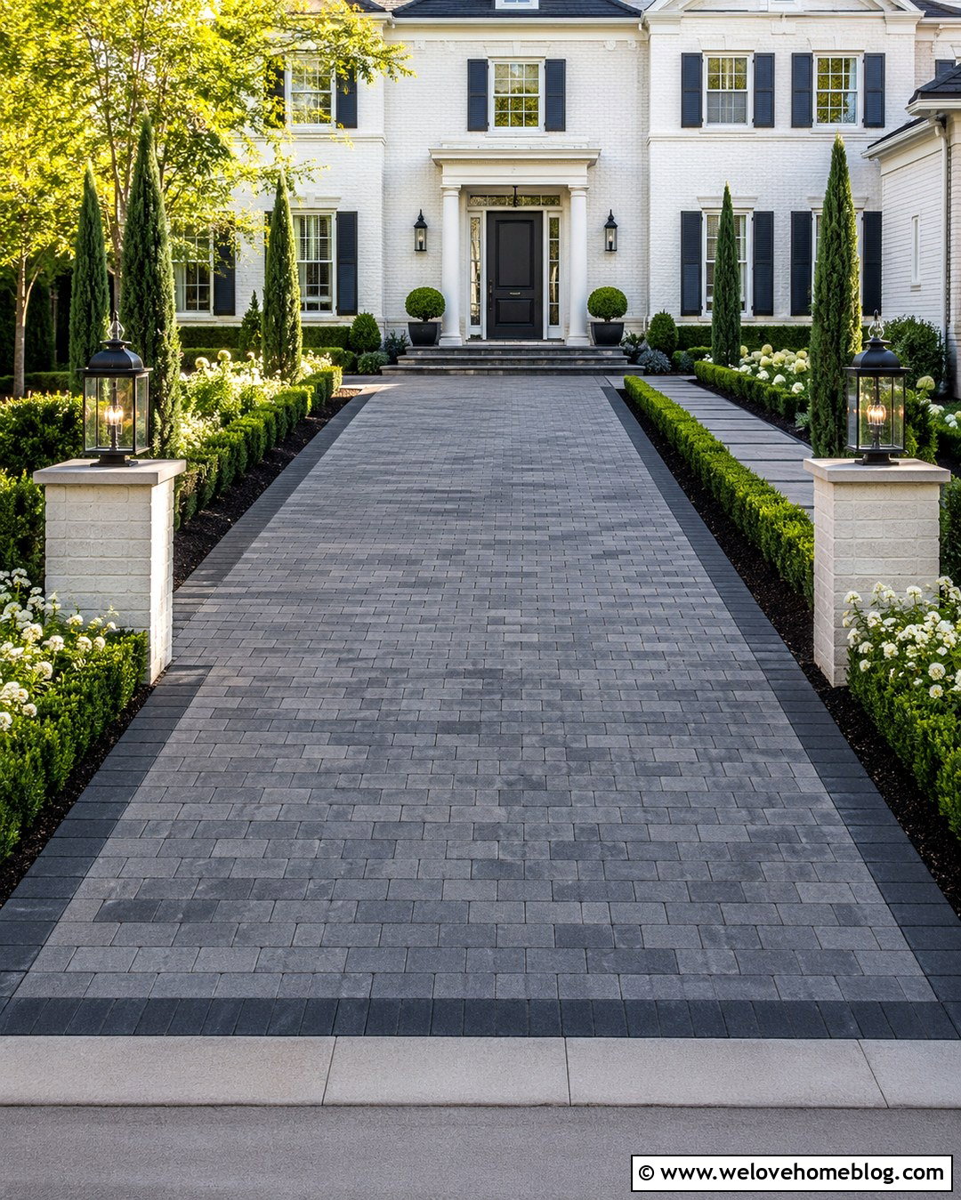 Paver Driveway Formal Garden Entrance - 20 Driveway Garden Entrance Ideas