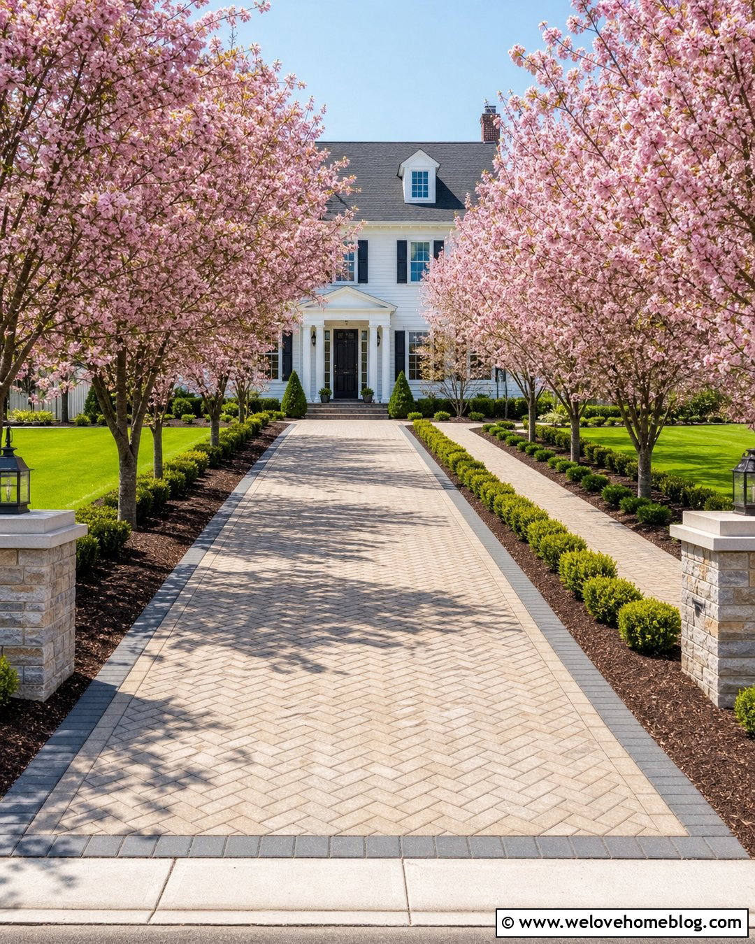 Paver Driveway Lined With Flowering Cherry Trees - 25 driveway lined with trees ideas