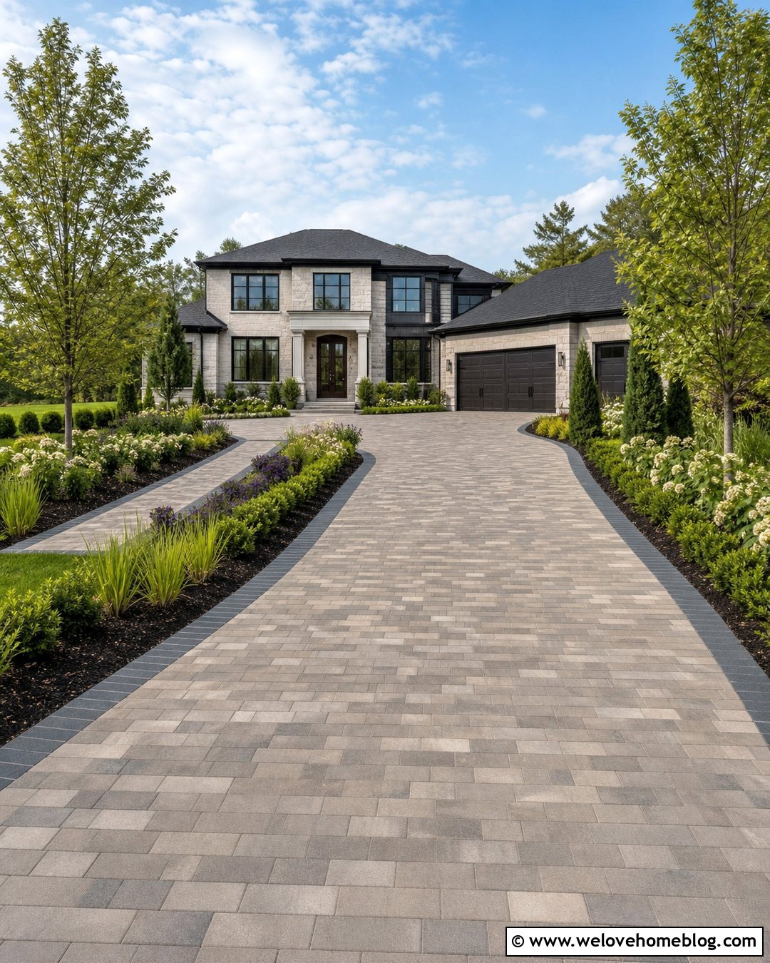 Paver Driveway Planting - 35 Driveway Planting Ideas