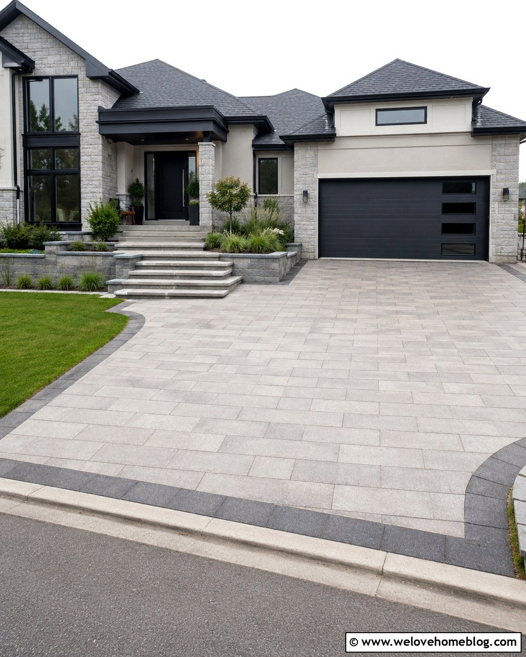 Paver Driveway Steps With Matching Borders - 25 Driveway Steps Ideas