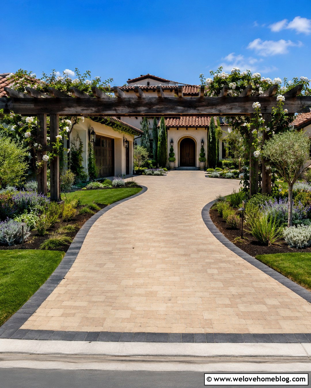 Paver Driveway Trellis - 20 Driveway Trellis Ideas