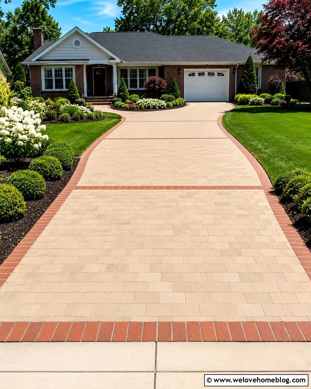 Paver Driveway With Brick Border - 20 paver driveway landscaping ideas