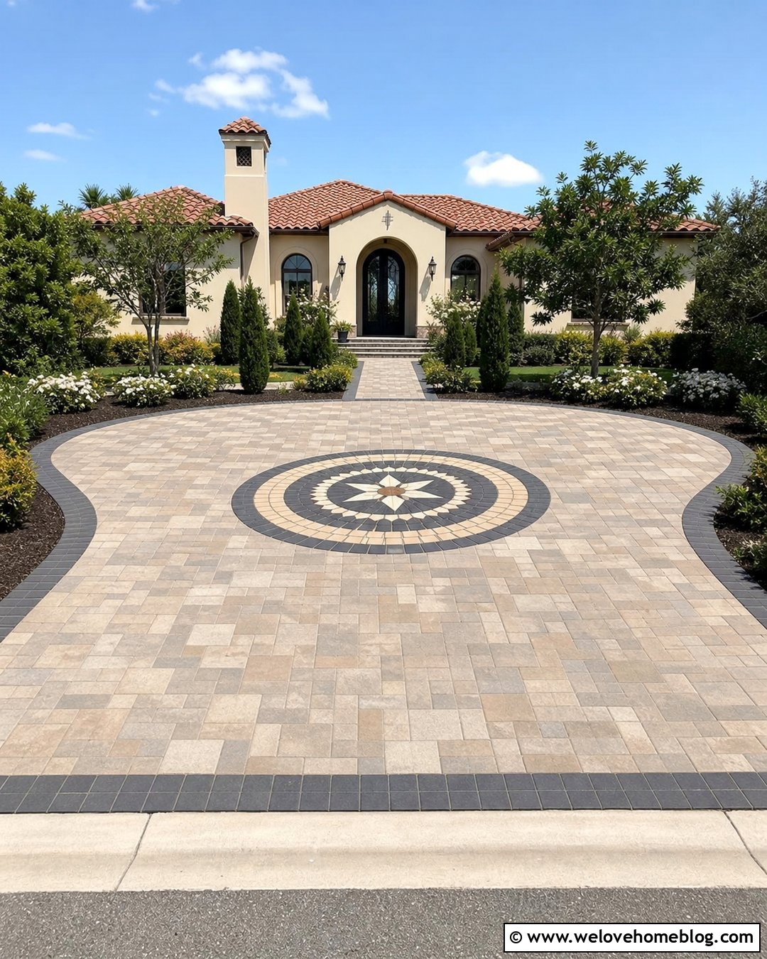 Paver Driveway With Center Medallion - 40 driveway pavers ideas
