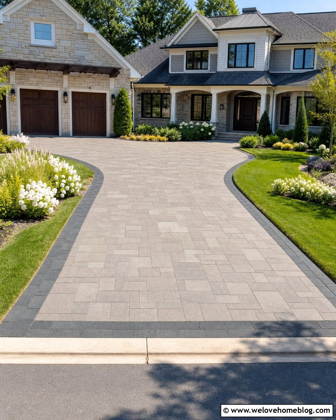 Paver Driveway With Contrasting Border - 40 driveway pavers ideas