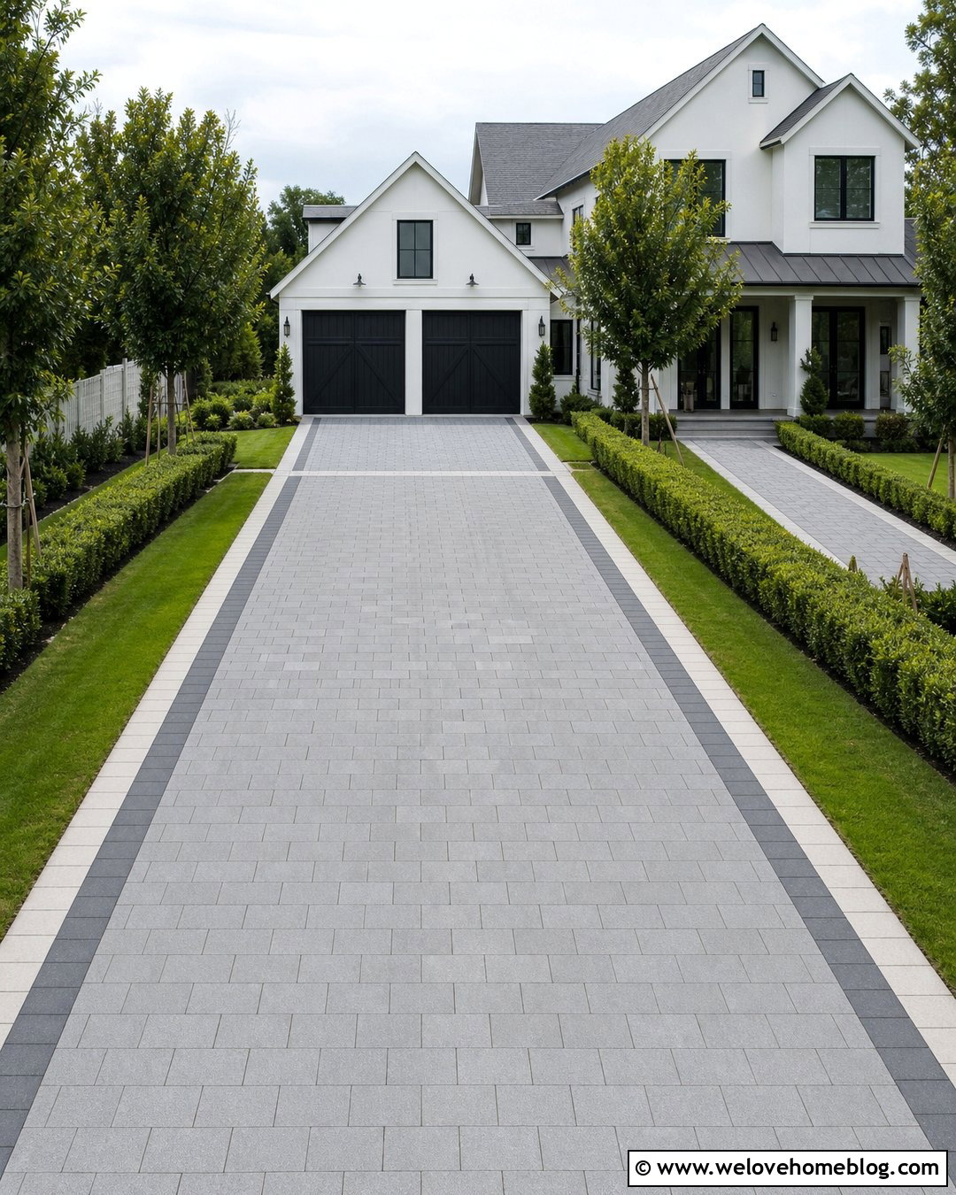 Paver Driveway With Contrasting Ribbons - 35 driveway pavers design ideas