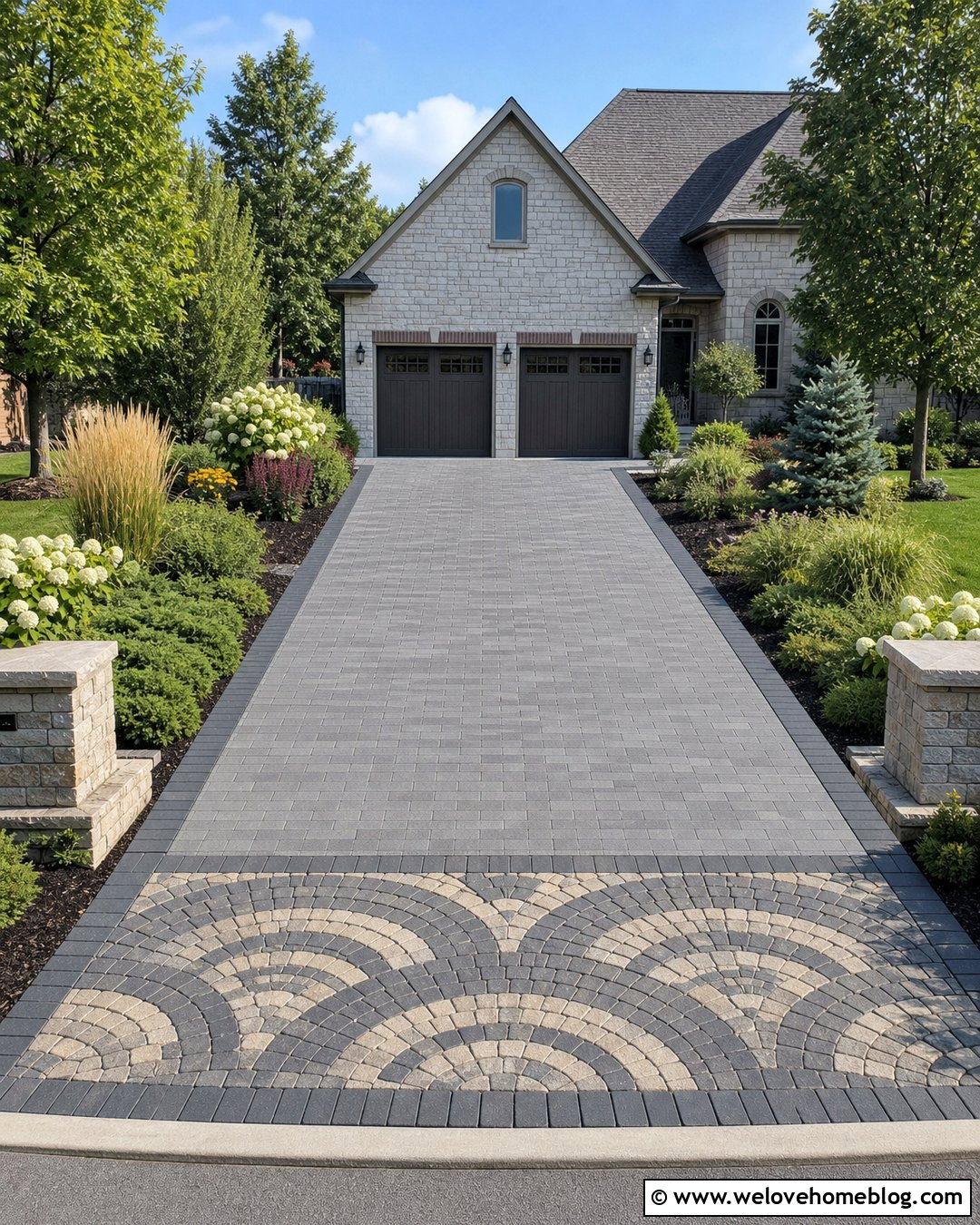 Paver Driveway With Decorative Apron - 25 Driveway Paving Stones Ideas