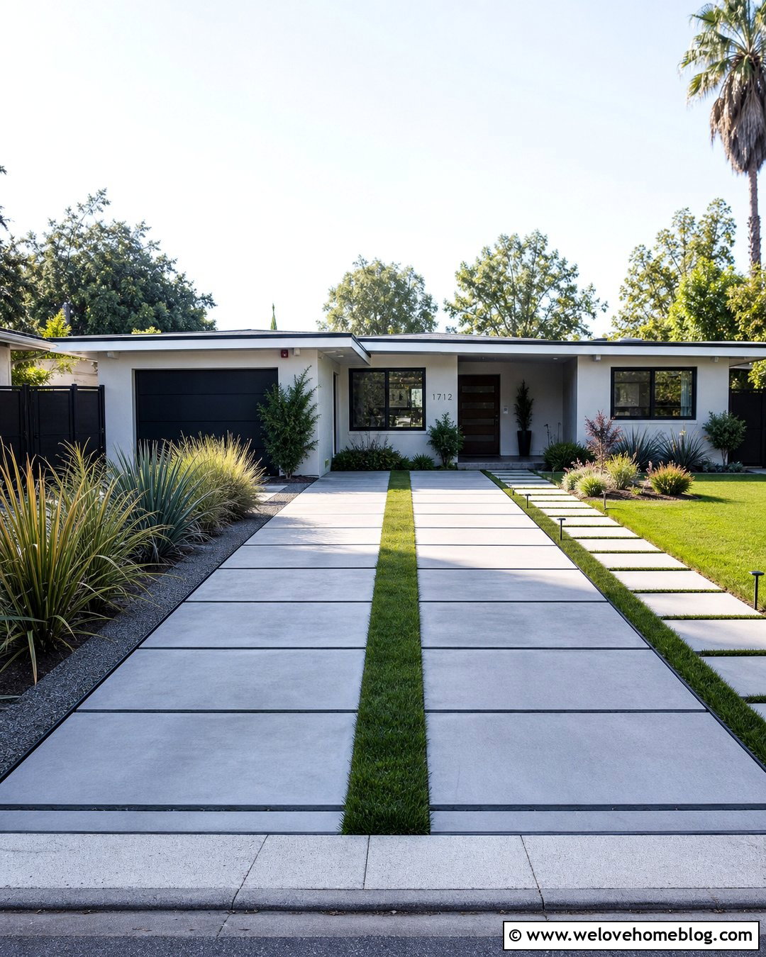 Paver Driveway With Grass Strips - 20 Parking Pavers Driveways Ideas
