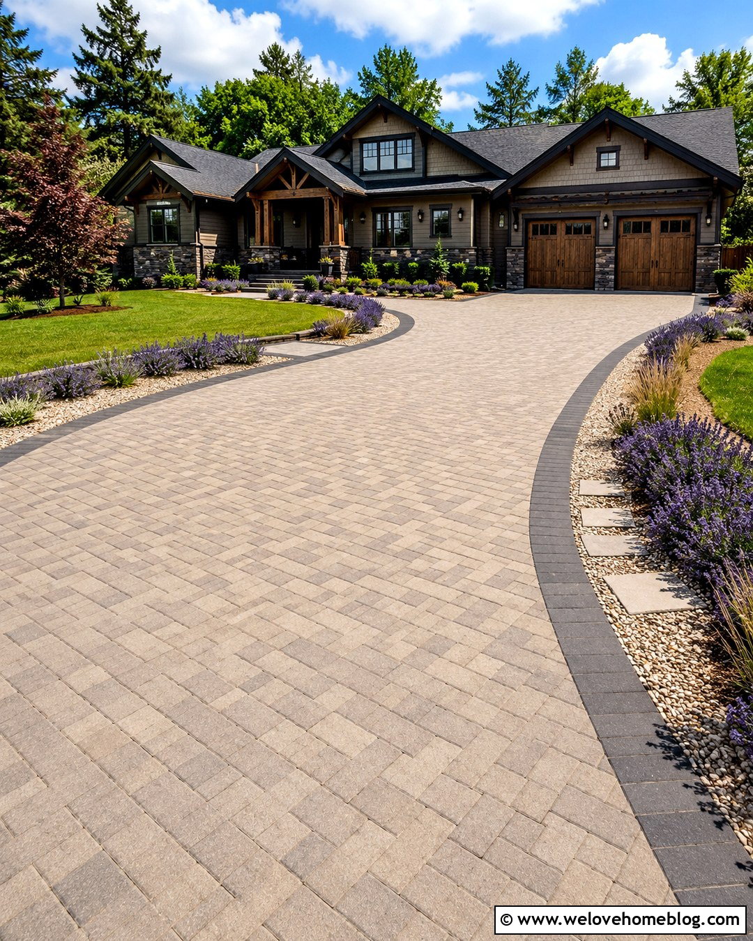 Paver Driveway With Lavender Border - 20 lavender driveway border ideas