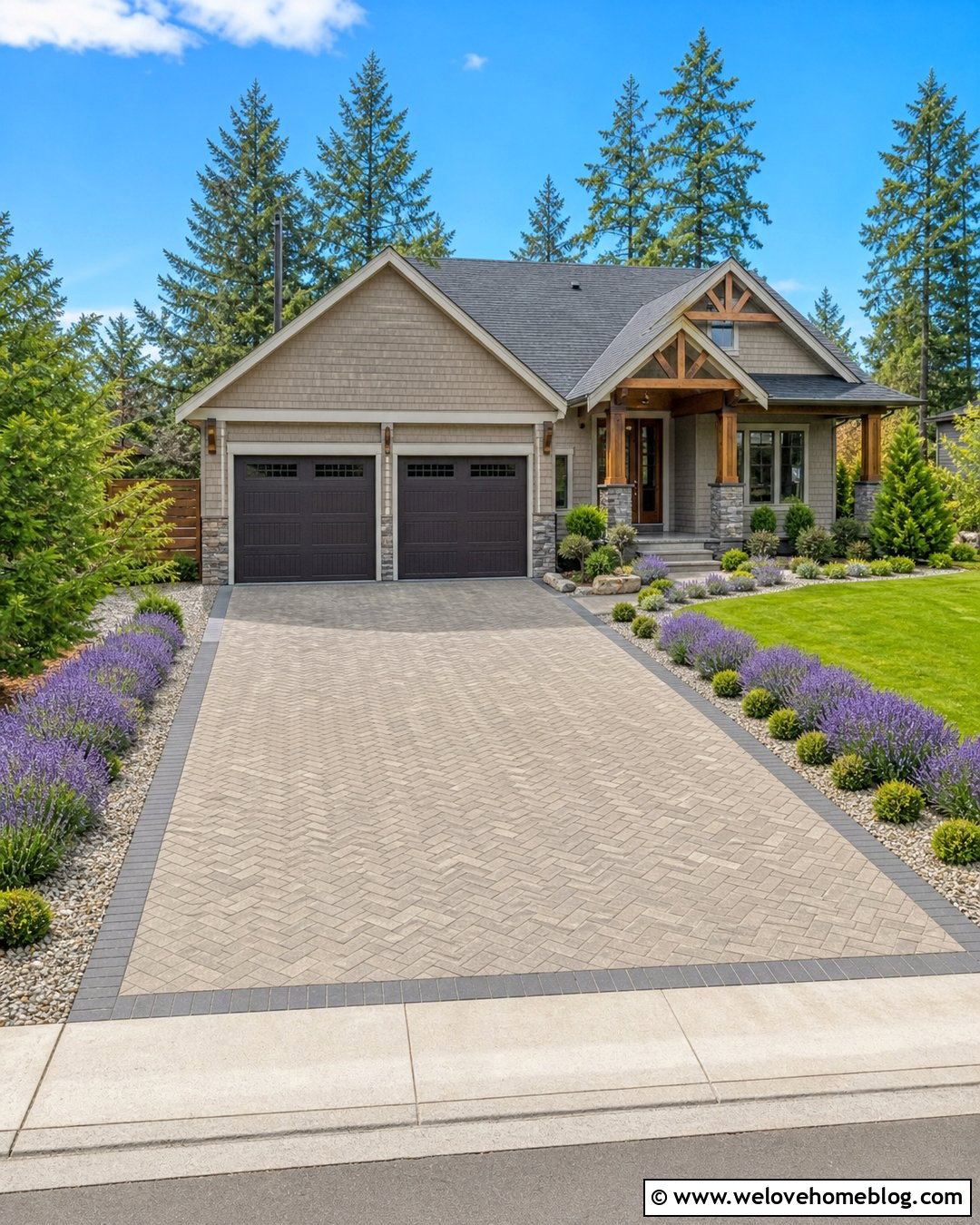 Paver Driveway With Lavender Border - 20 lavendar border driveway ideas