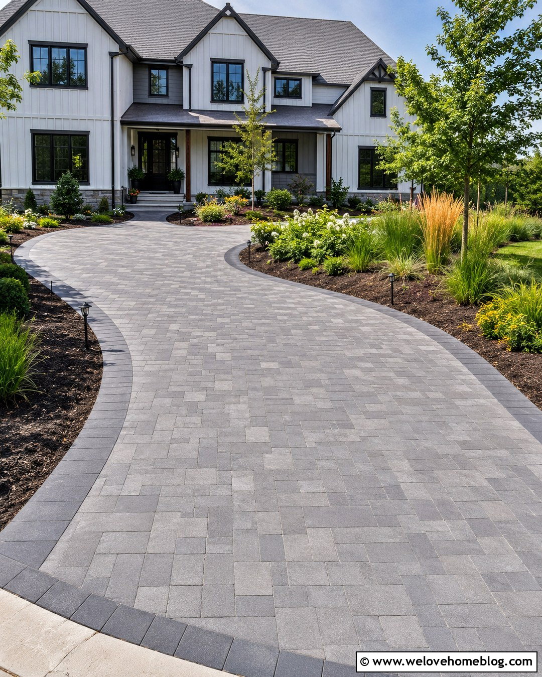 Paver Driveway With Low Voltage Lighting - 20 paver driveway landscaping ideas