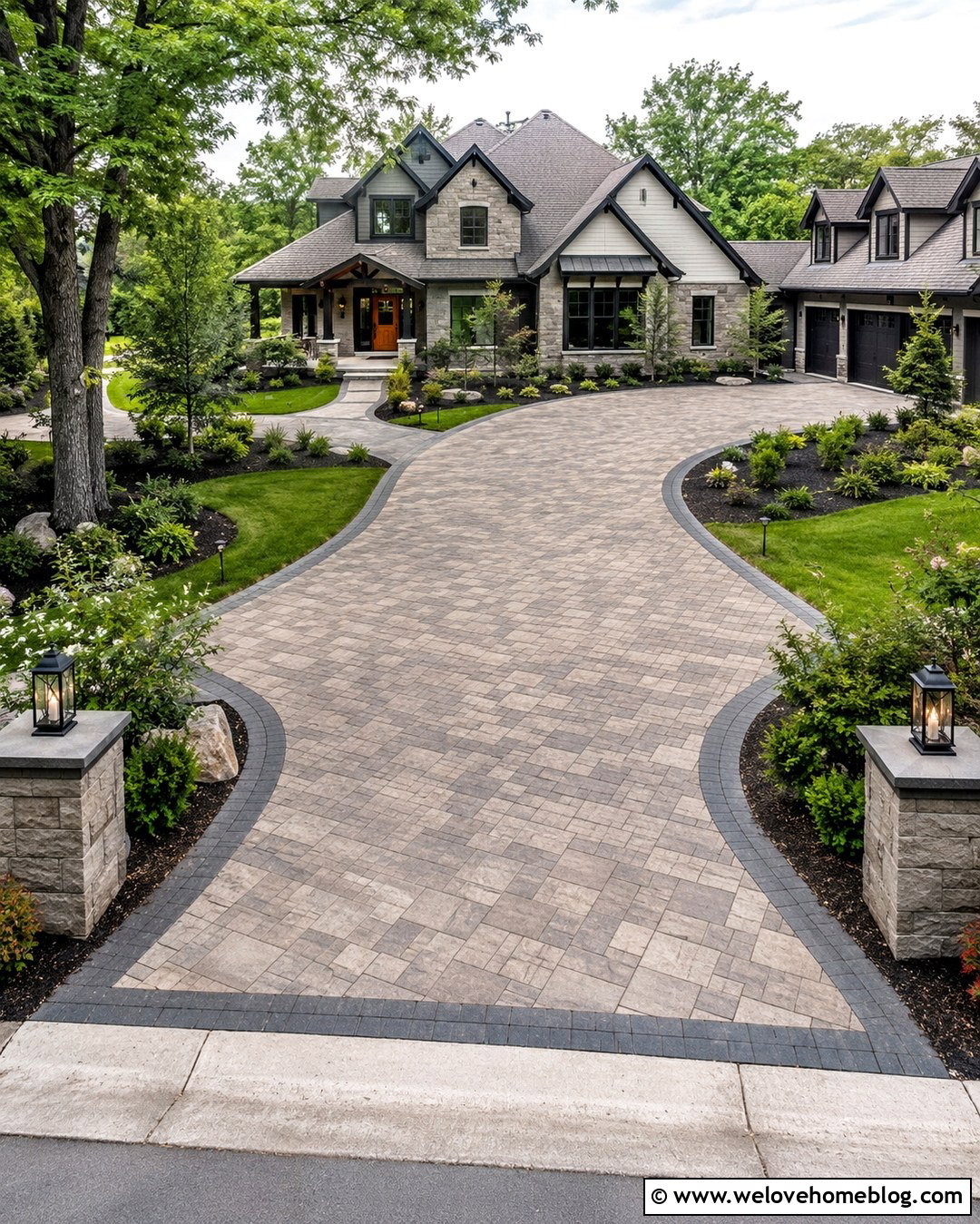 Paver Driveway With Matching Front Walkway - 20 paver driveways ideas