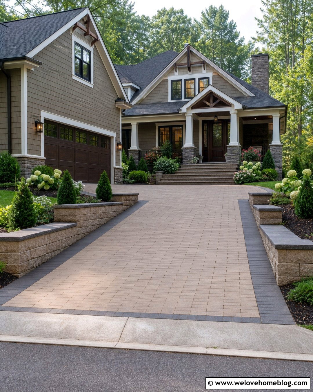 Paver Driveway With Matching Retaining Walls - 20 Driveways With Retaining Walls Ideas