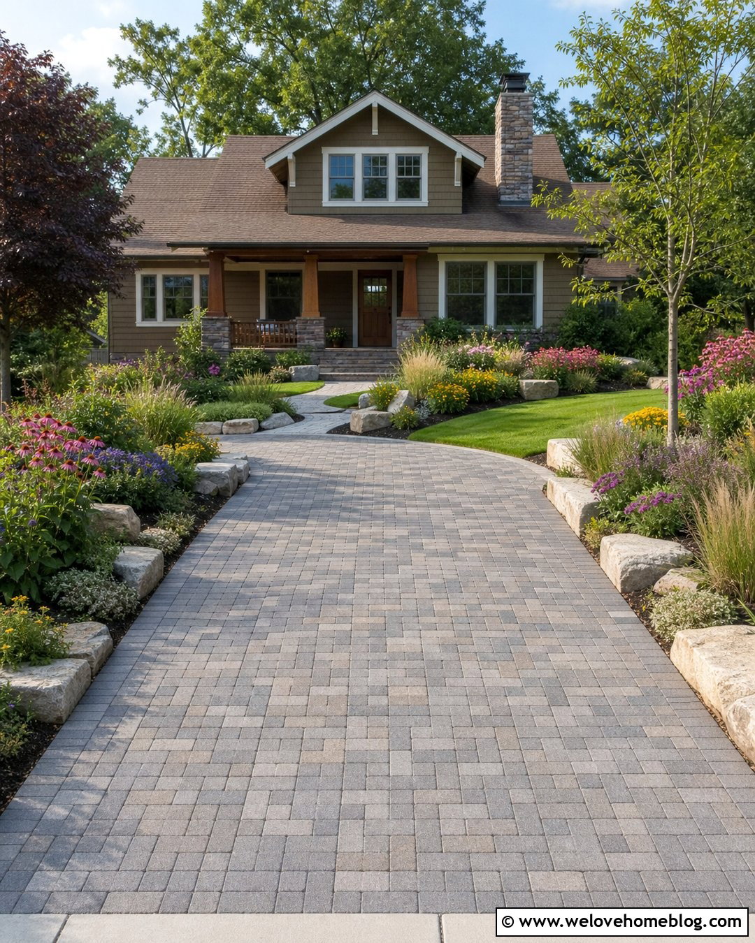 Paver Driveway With Native Pollinator Beds - 25 landscaping next to driveway ideas