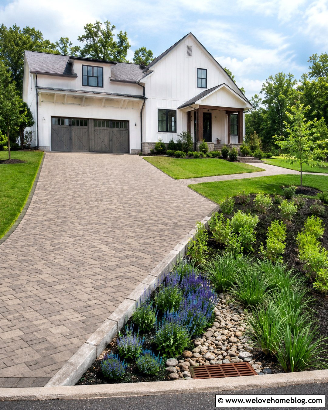Paver Driveway With Rain Garden - 20 driveway water drainage ideas