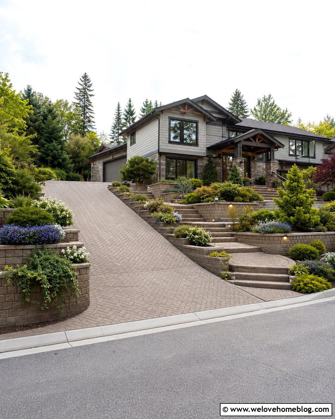 Paver Driveway With Raised Garden Beds - 20 paver driveway landscaping ideas